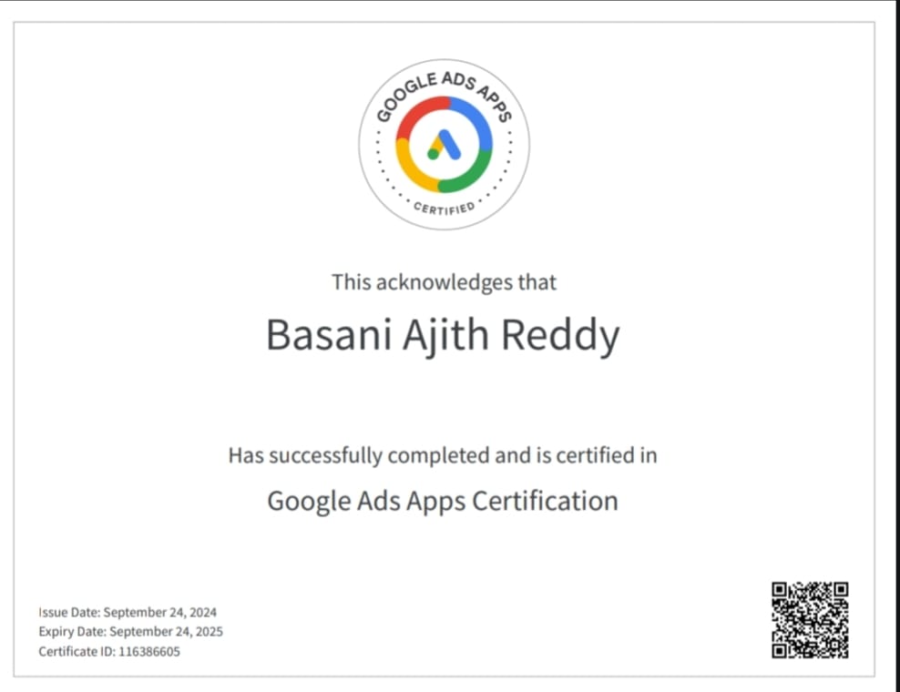 App Ads Certificate