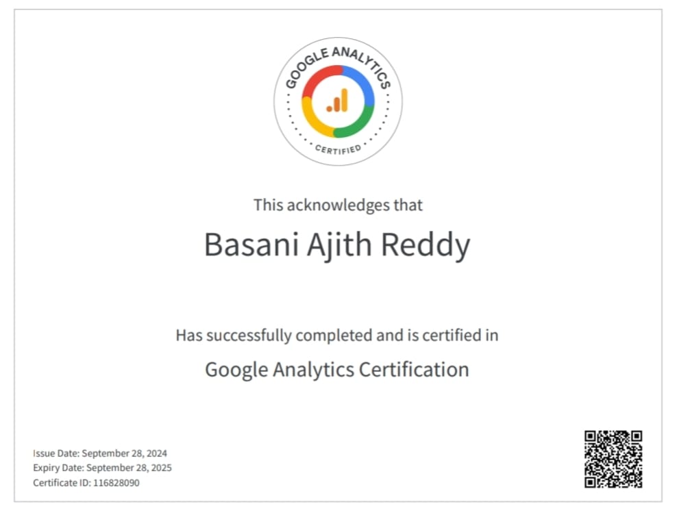 Google analytics Certificate